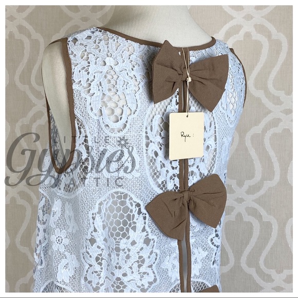 Ryu Layering Triple Bow Lace Tunic Top - Picture 3 of 16